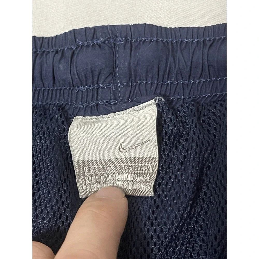VINTAGE Nike Men Activewear Track‎ Pants S Blue Gold Swoosh Pockets Drawstring